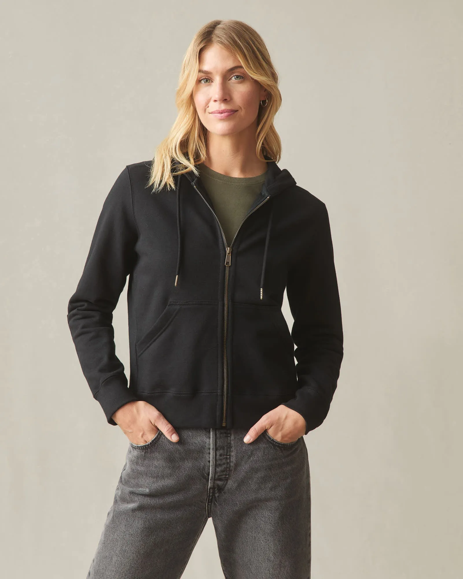 Women's Relaxed Classic Full Zip 2.0 - Black sold by American Giant product image thumbnail 2