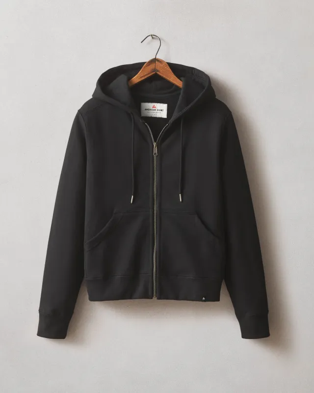 Women's Relaxed Classic Full Zip 2.0 - Black sold by American Giant