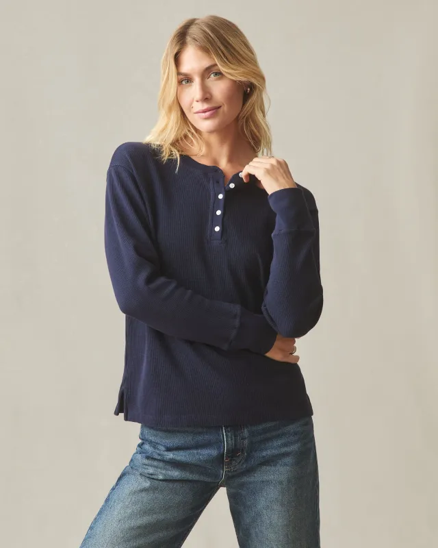 Women's Thermal Henley - True Navy sold by American Giant