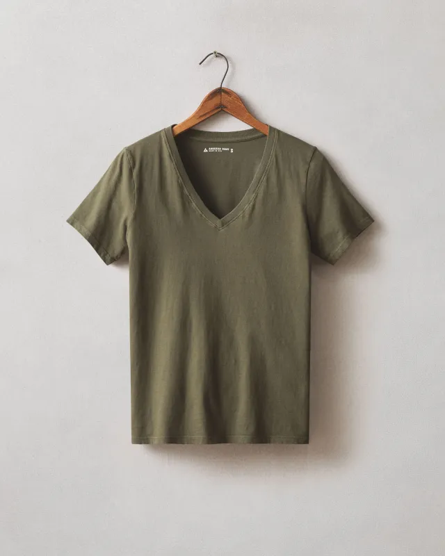 Women's Classic Cotton V-Neck Tee - Deep Olive sold by American Giant
