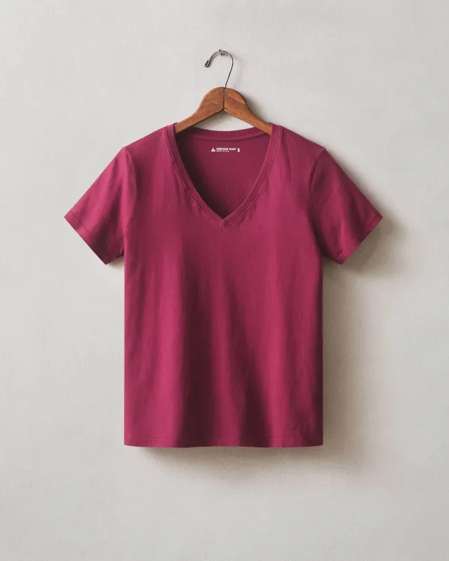 Women's Classic Cotton V-Neck Tee - Beet Red sold by American Giant
