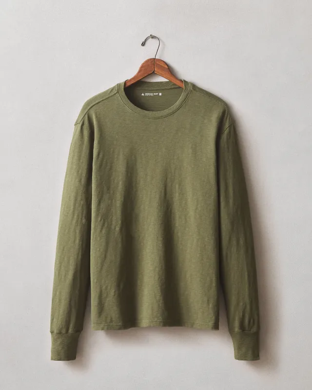 Men's Premium Slub Crew Tee Long Sleeve - Olive sold by American Giant