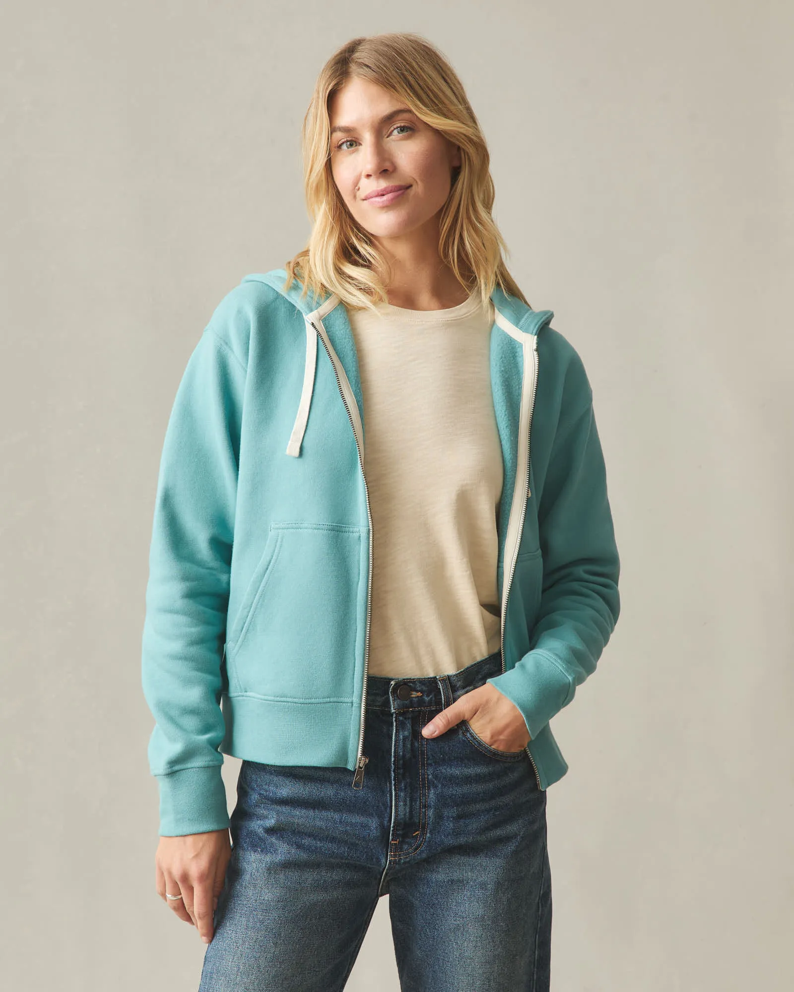Women's Midweight Full Zip - Teal sold by American Giant product image thumbnail 2