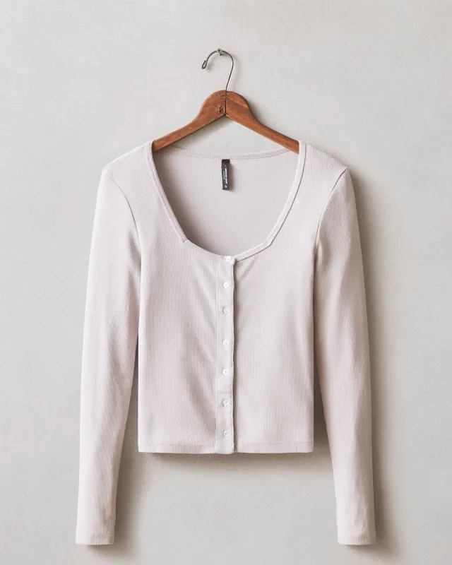 Women's Luxe Rib Square Neck Cardigan - Ashes of Roses sold by American Giant