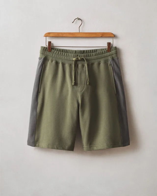 Men's Colorblock Sweatshort - Olive Dark Charcoal sold by American Giant