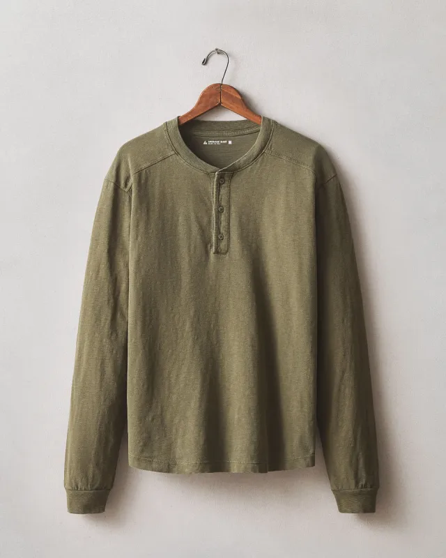 Men's Broken-In Premium Slub Long Sleeve Henley - Washed Seaweed sold by American Giant
