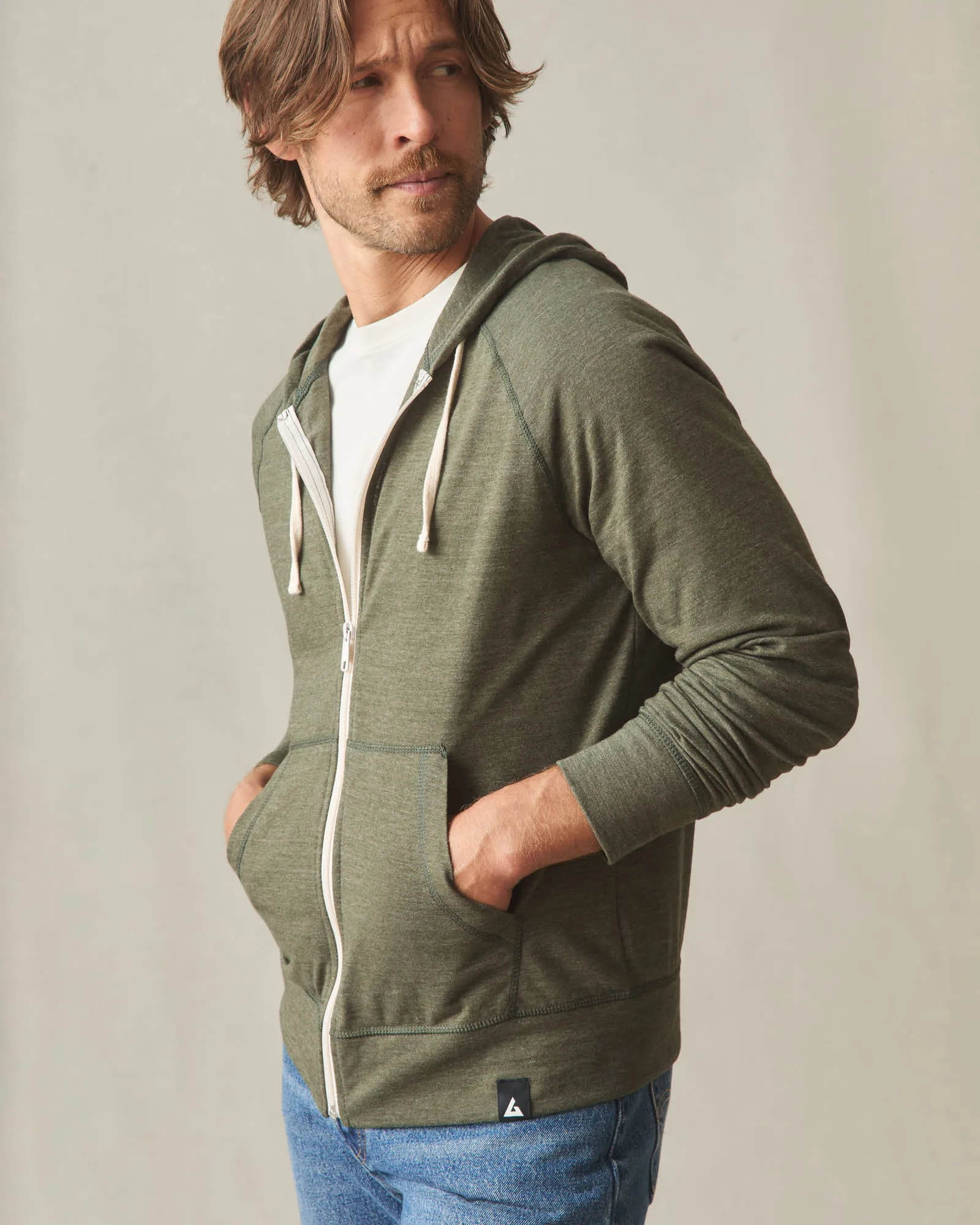 Men's Lightweight Full Zip - Forest Night Heather sold by American Giant product image thumbnail 5