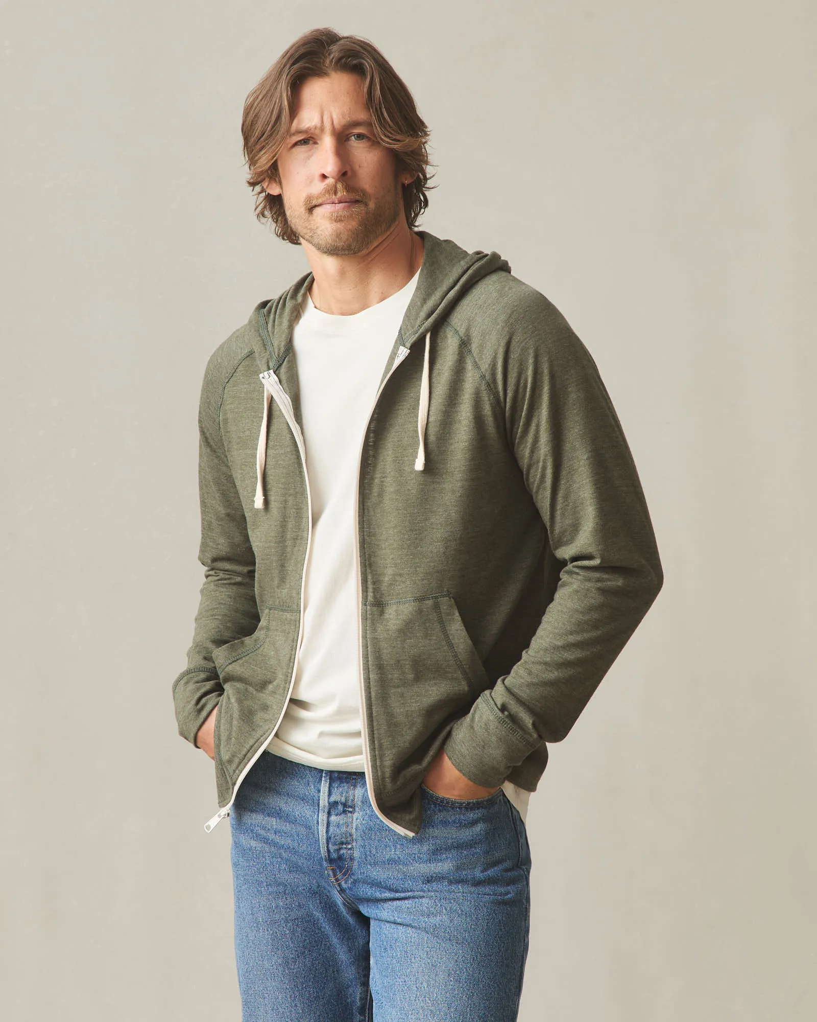 Men's Lightweight Full Zip - Forest Night Heather sold by American Giant product image thumbnail 2