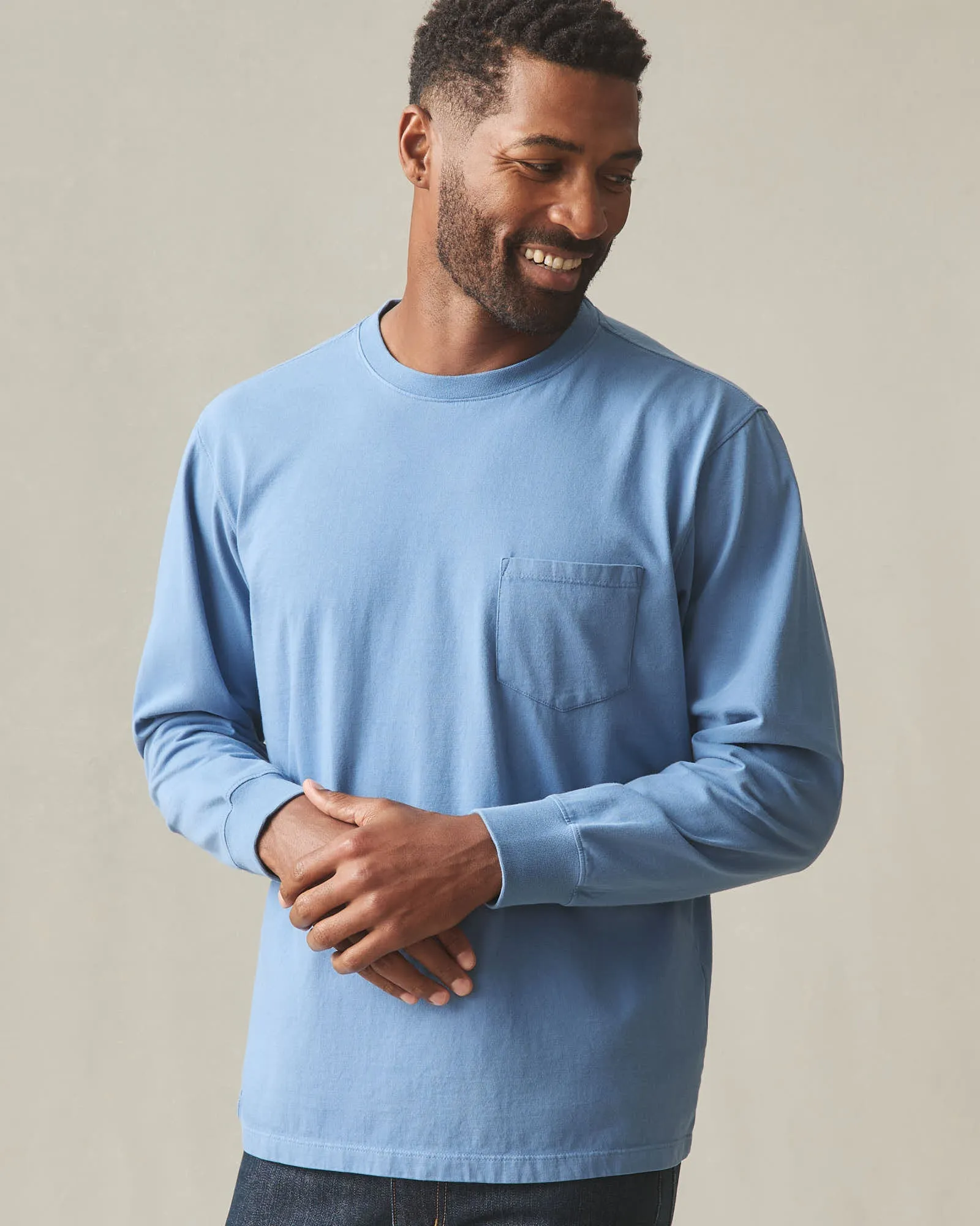 Men's Long Sleeve Pocket Tee - Quiet Harbor sold by American Giant product image thumbnail 3