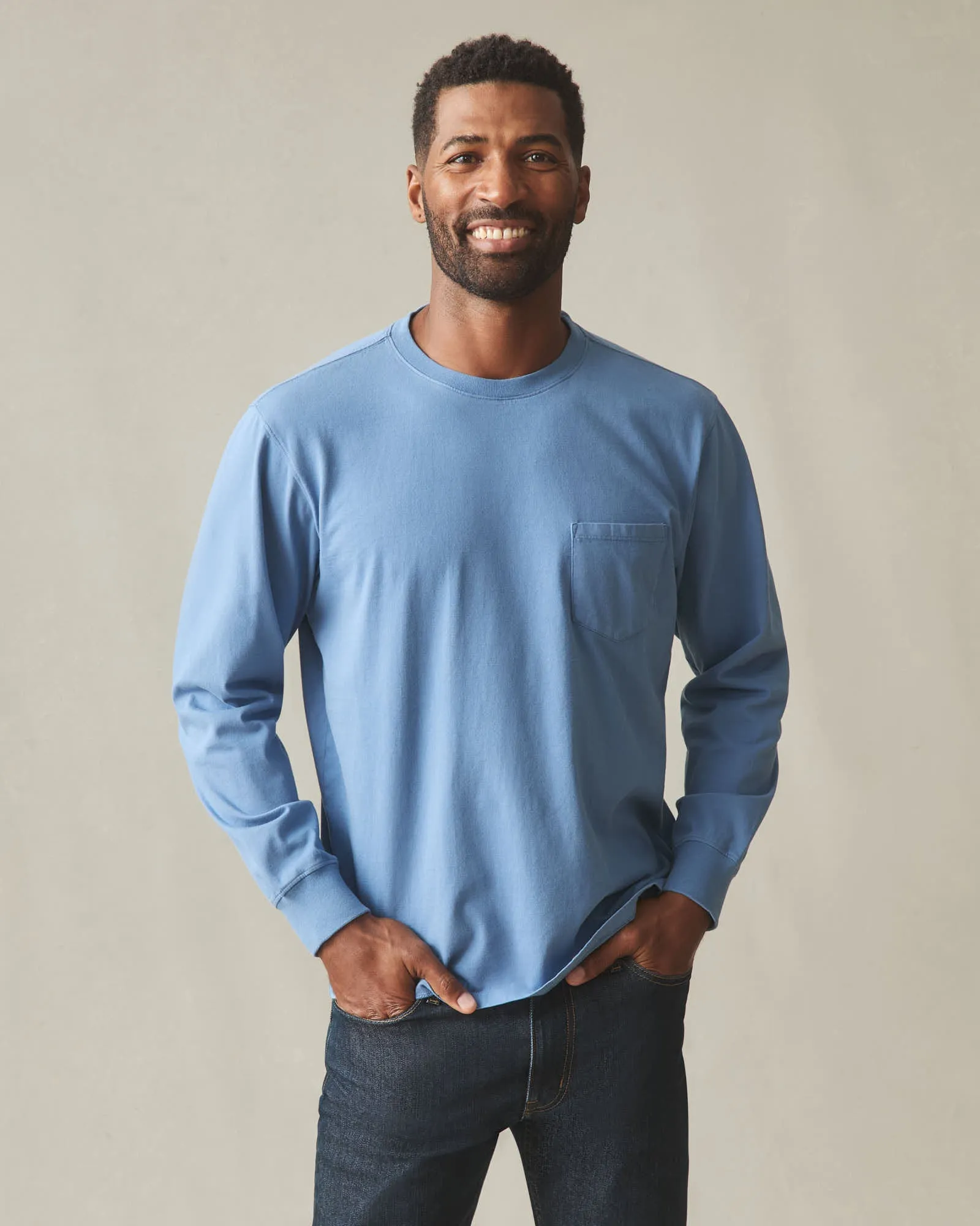 Men's Long Sleeve Pocket Tee - Quiet Harbor sold by American Giant product image thumbnail 2