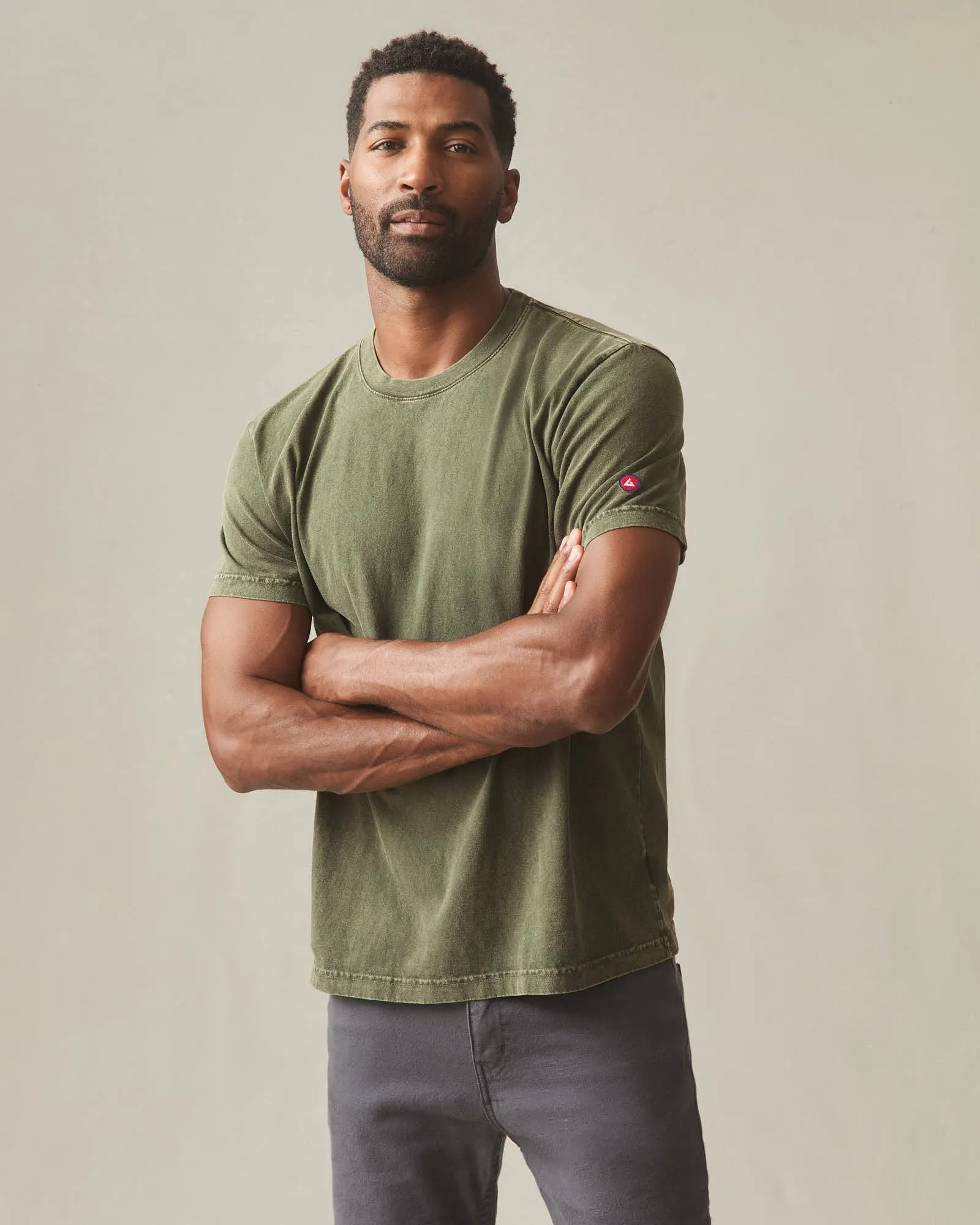Men's Vintage Crew Tee - Mineral Wash Deep Olive sold by American Giant