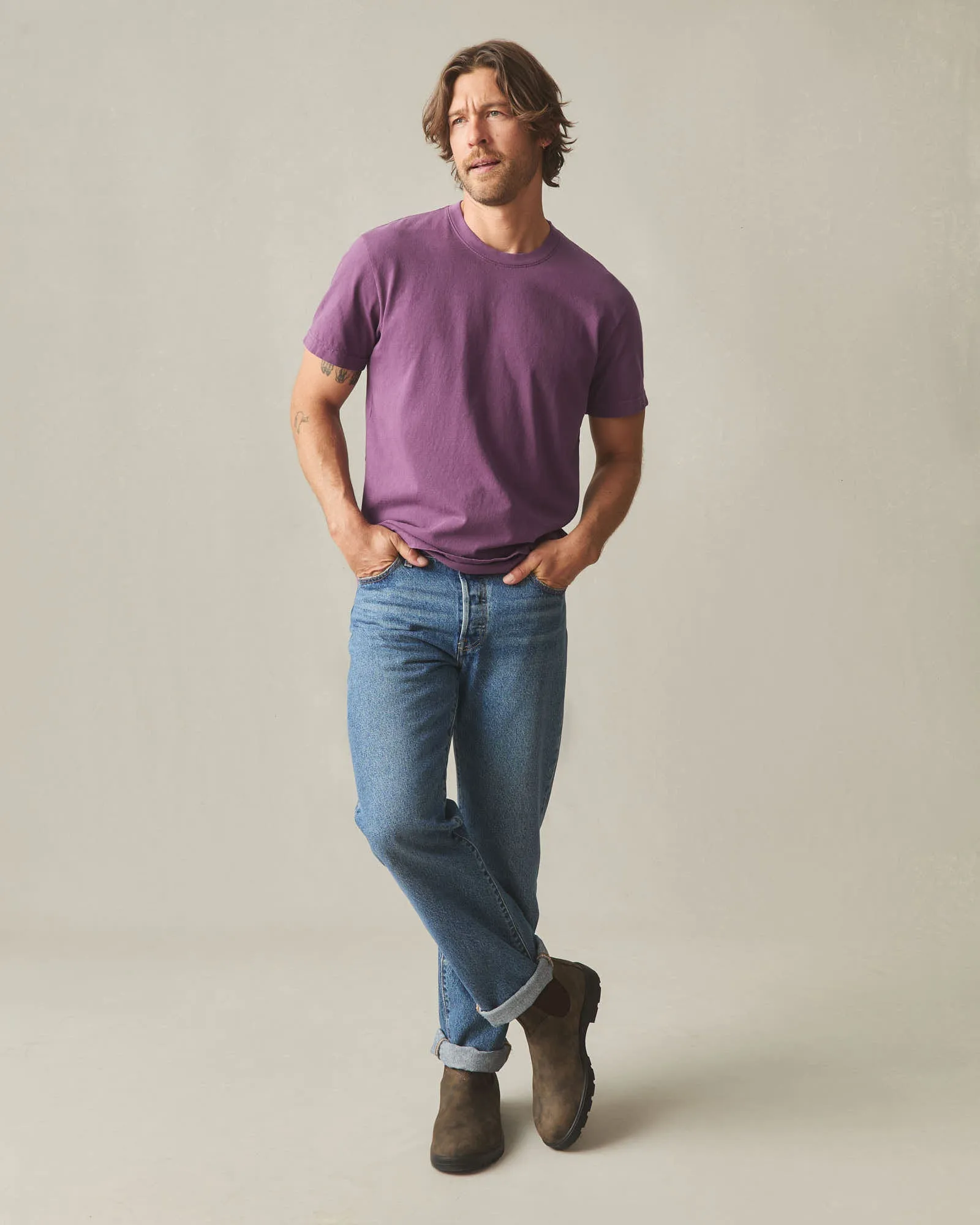 Men's Vintage Crew Tee - Washed Italian Plum sold by American Giant product image thumbnail 5