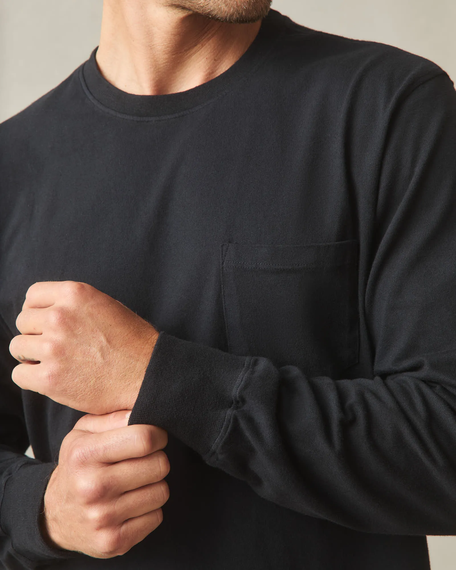 Men's Long Sleeve Pocket Tee - Black sold by American Giant product image thumbnail 3