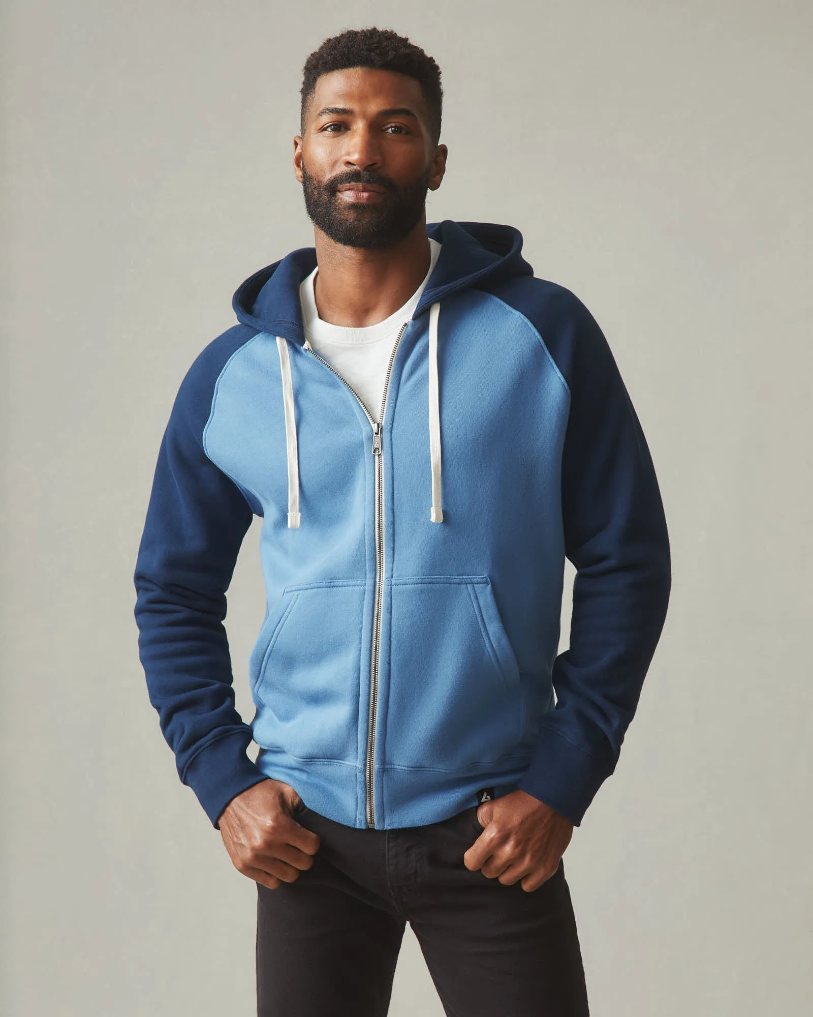 Men's Raglan Colorblock Midweight Full Zip - Riverside Varsity Blue sold by American Giant product image thumbnail 2