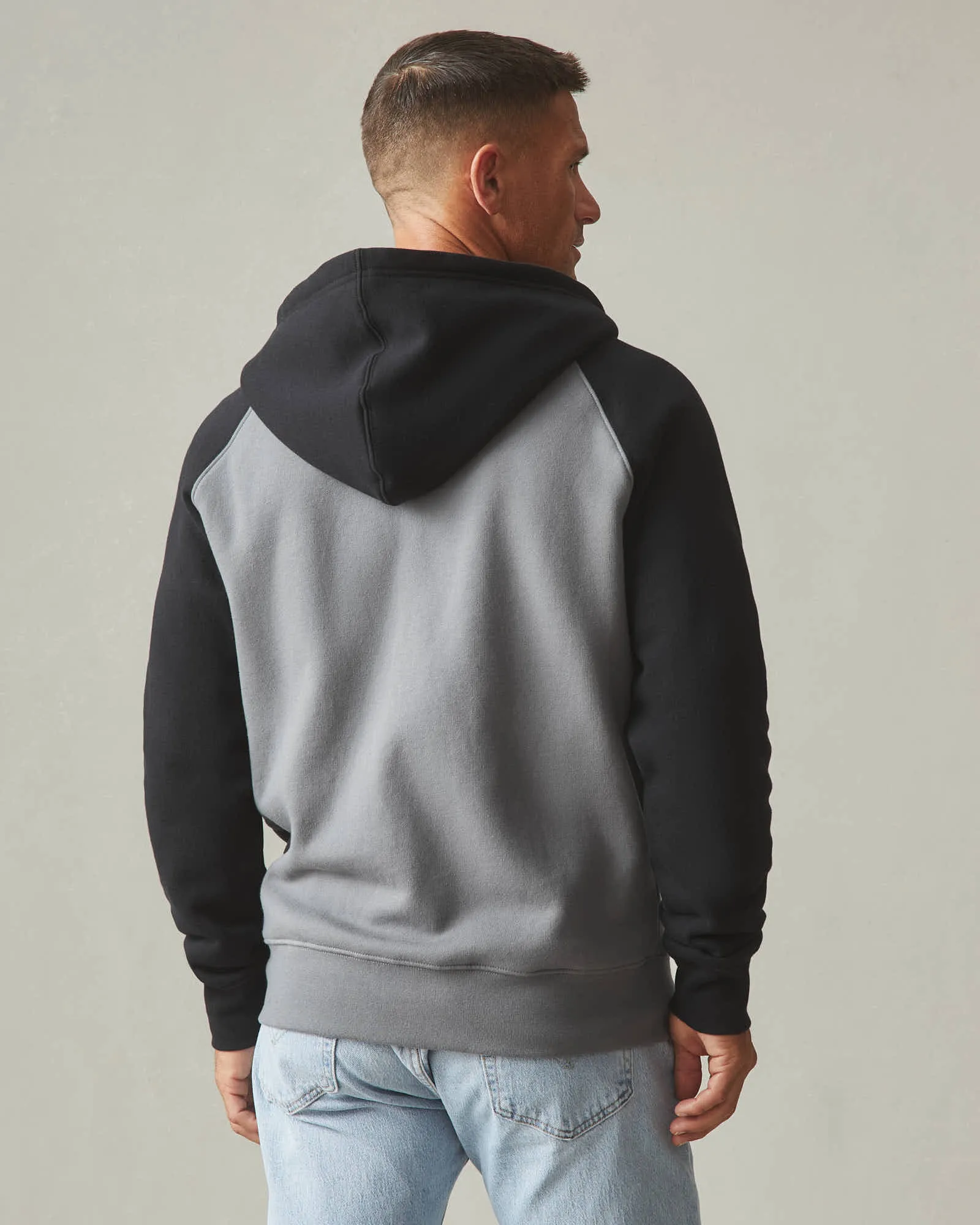 Men's Raglan Colorblock Midweight Full Zip - Lava Smoke Black sold by American Giant product image thumbnail 4