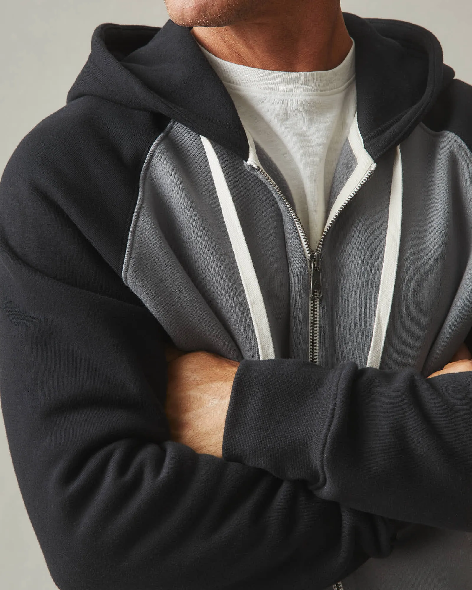 Men's Raglan Colorblock Midweight Full Zip - Lava Smoke Black sold by American Giant product image thumbnail 2