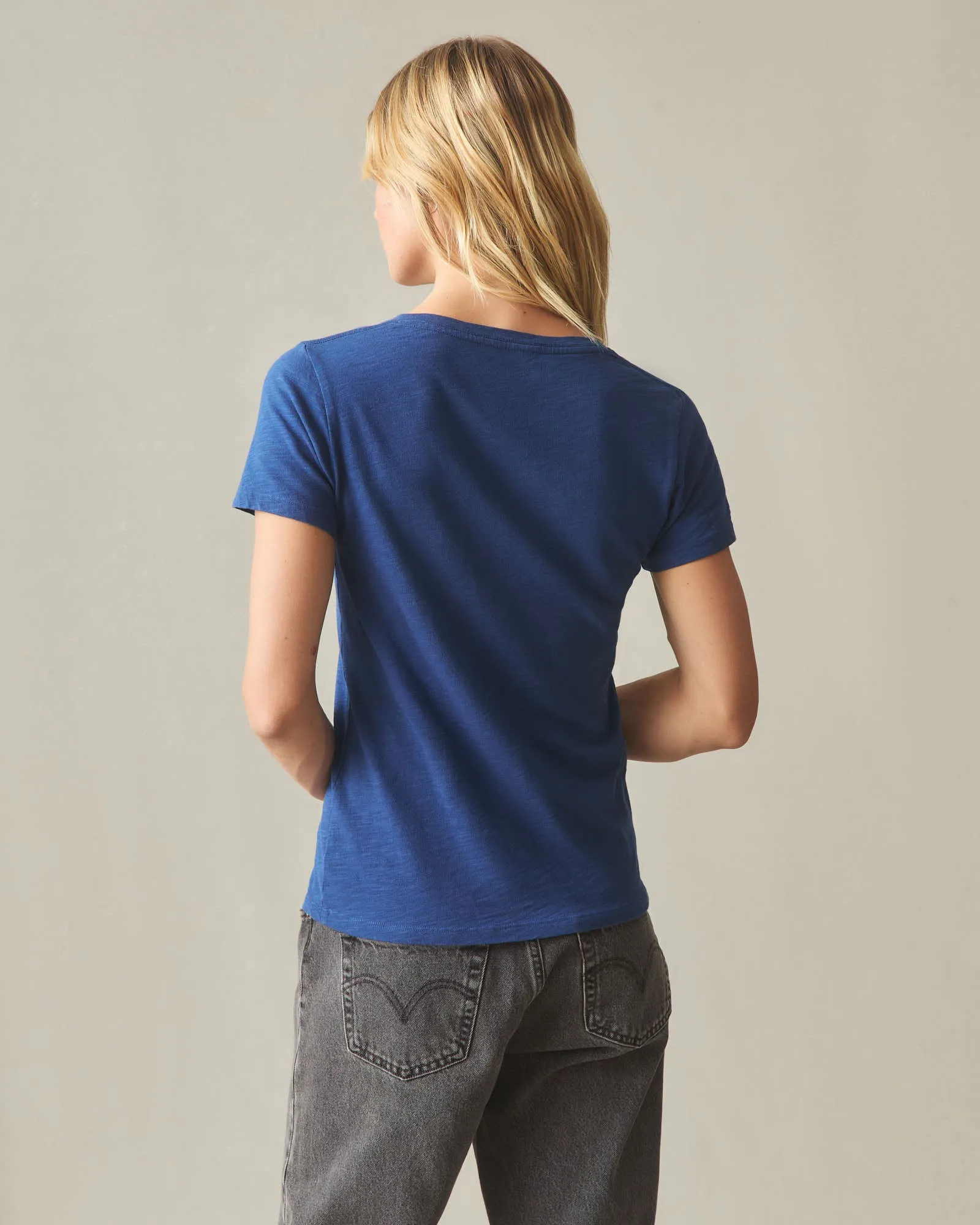 Women's Premium Slub V-Neck Tee - Navy Peony sold by American Giant product image thumbnail 4