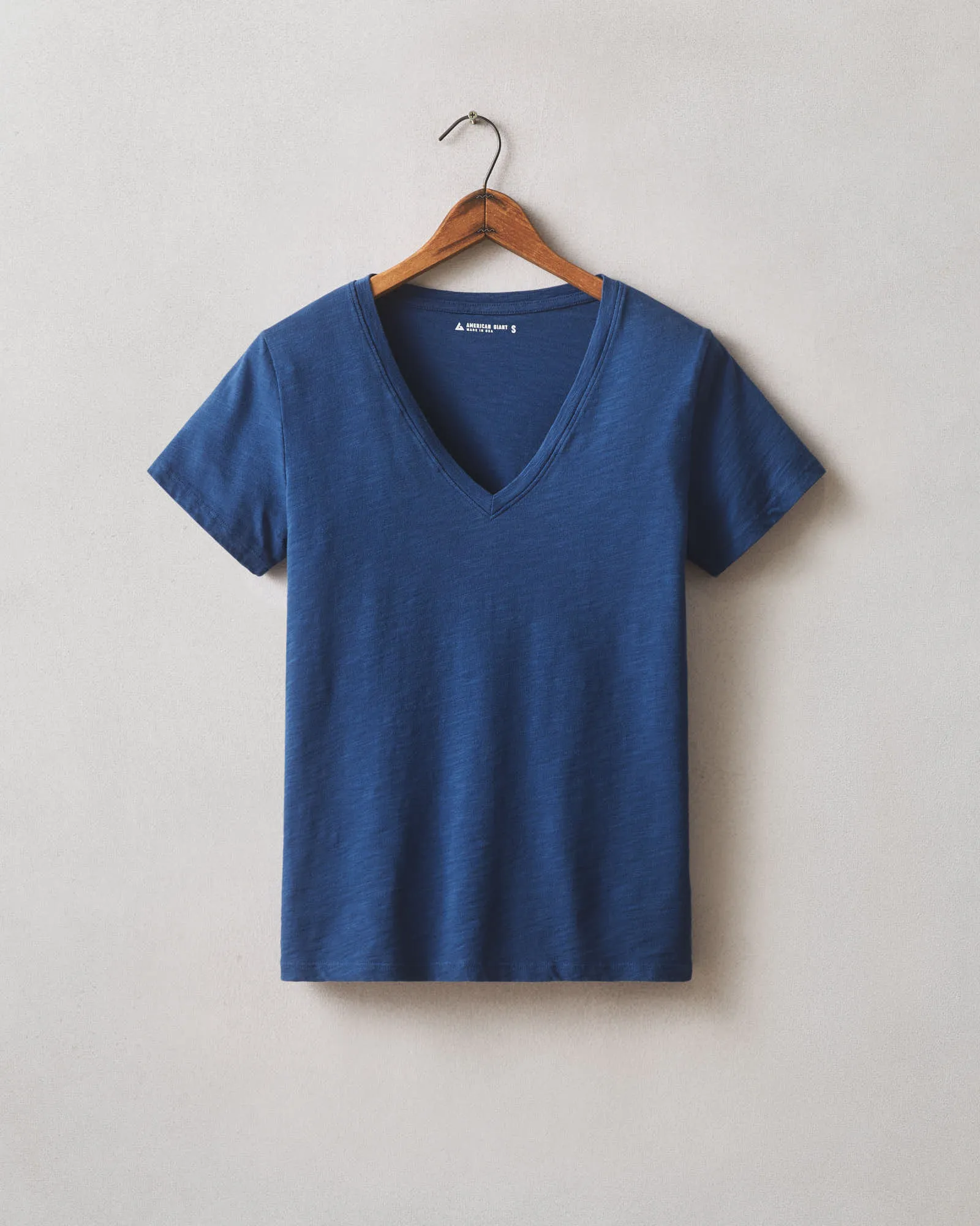 Women's Premium Slub V-Neck Tee - Navy Peony sold by American Giant