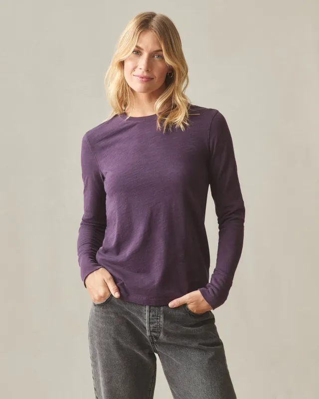 Women's Premium Slub Long Sleeve Crew Tee - Grapeseed sold by American Giant