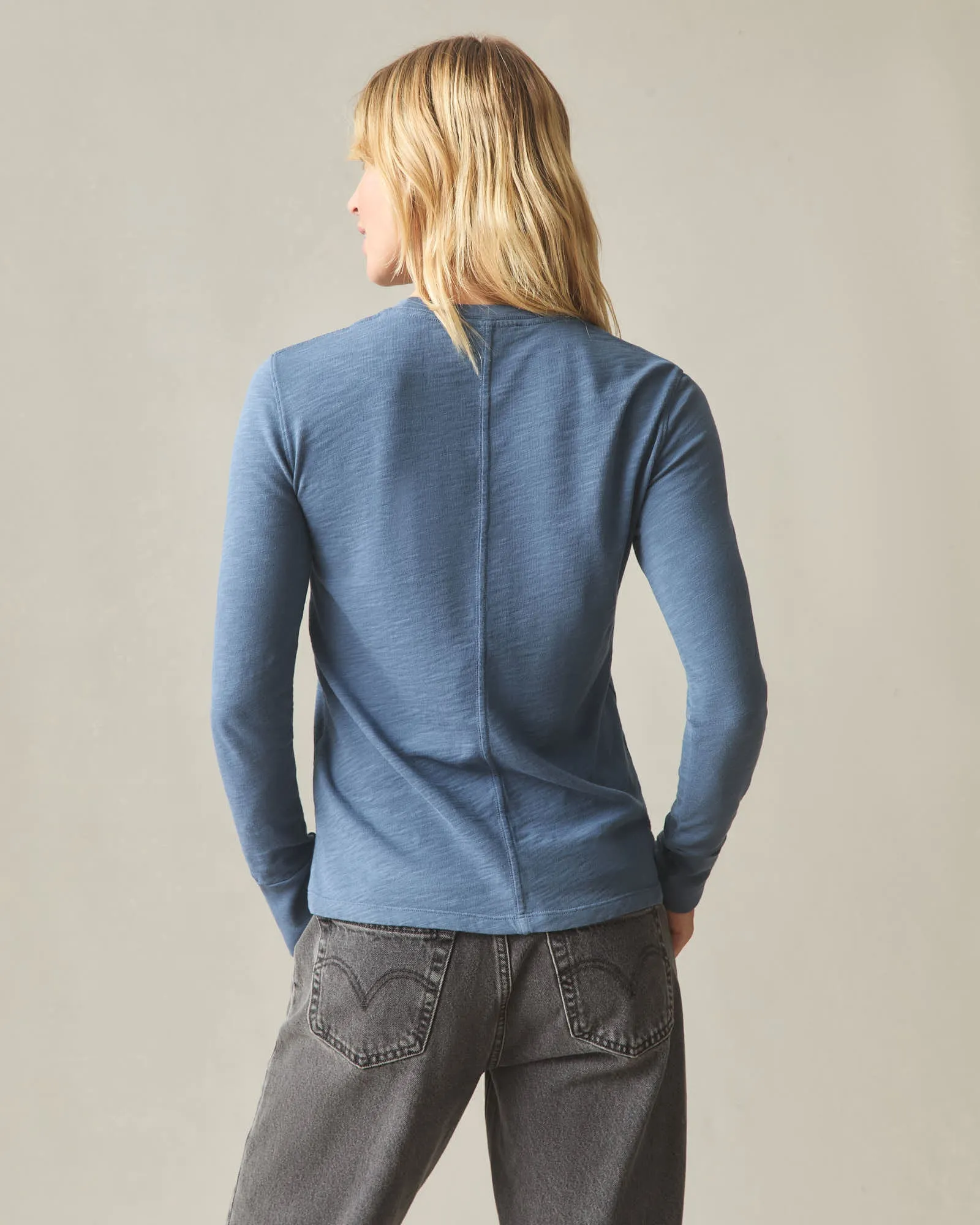 Women's Premium Slub Long Sleeve Crew Tee - Denim sold by American Giant product image thumbnail 3