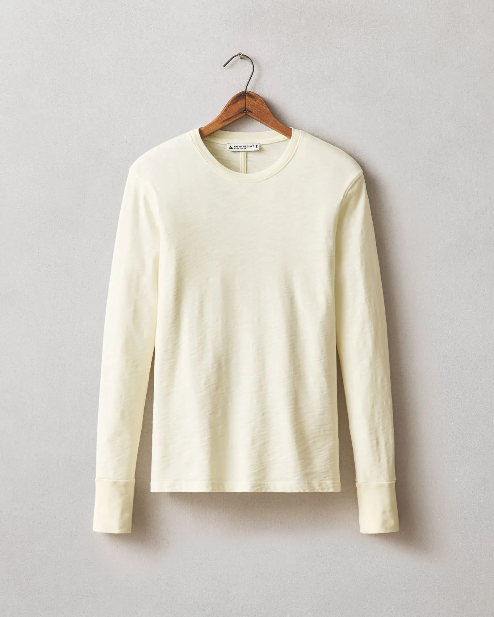 Women's Premium Slub Long Sleeve Crew Tee - Almond Oil sold by American Giant