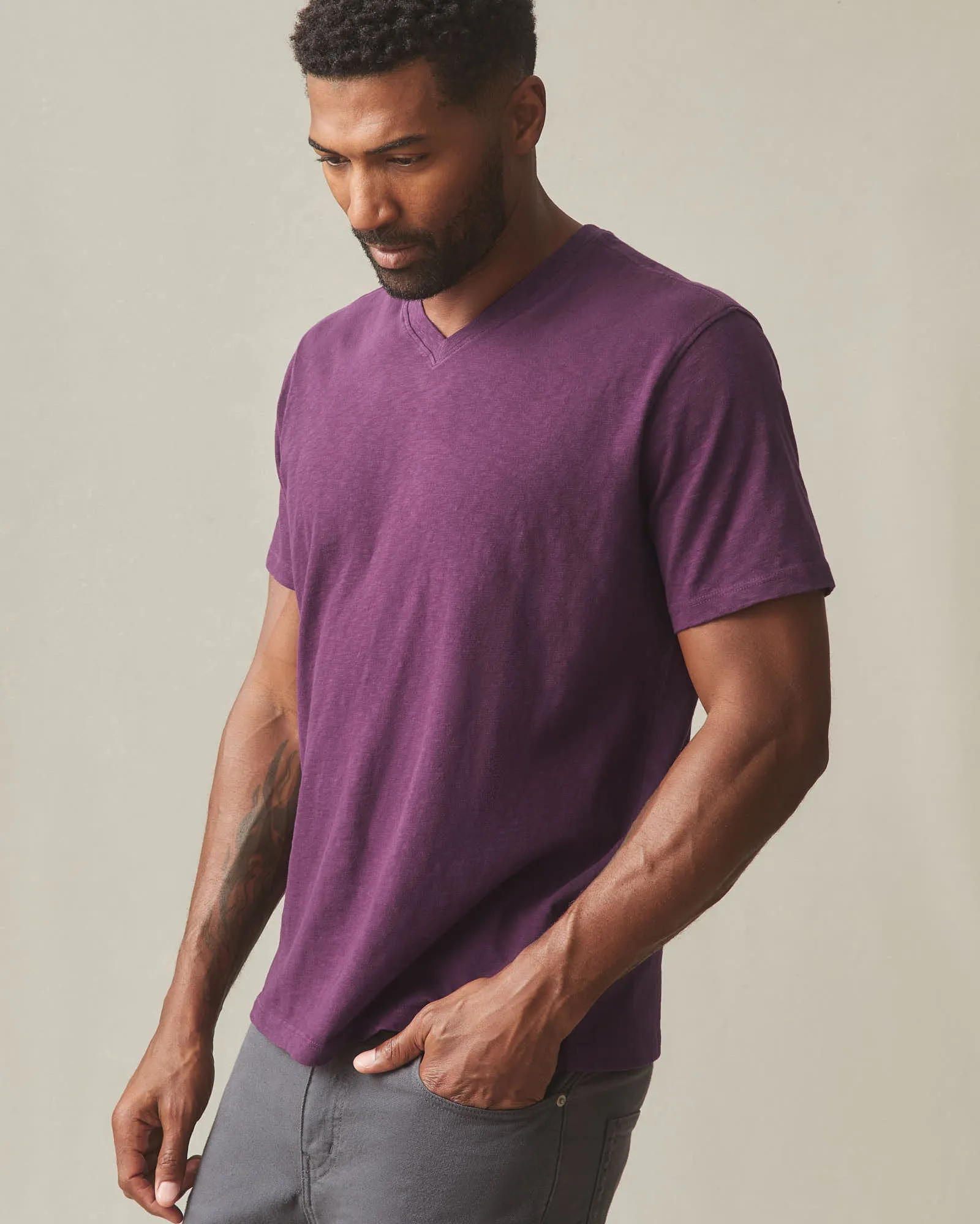 Men's Premium Slub V-Neck Tee - Italian Plum sold by American Giant product image thumbnail 3