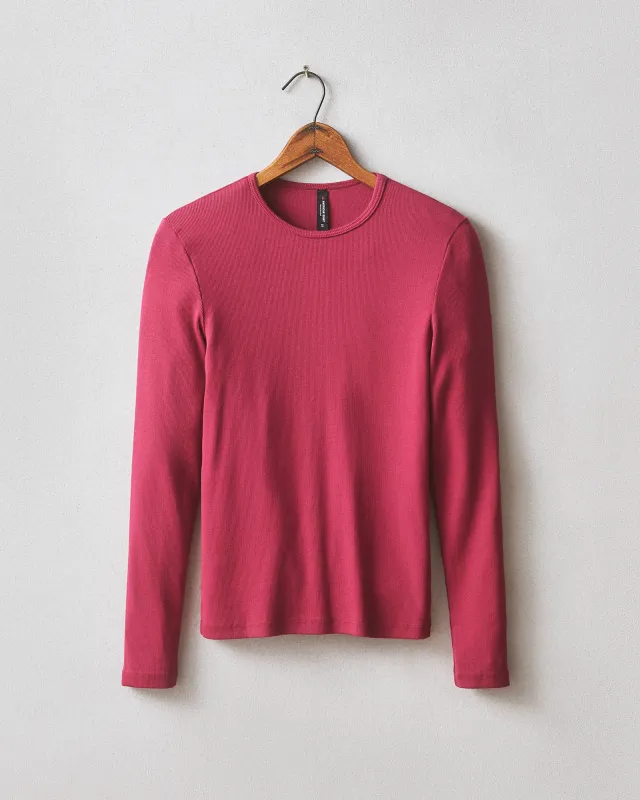 Women's Luxe Rib Crew Long Sleeve - Beet Red sold by American Giant