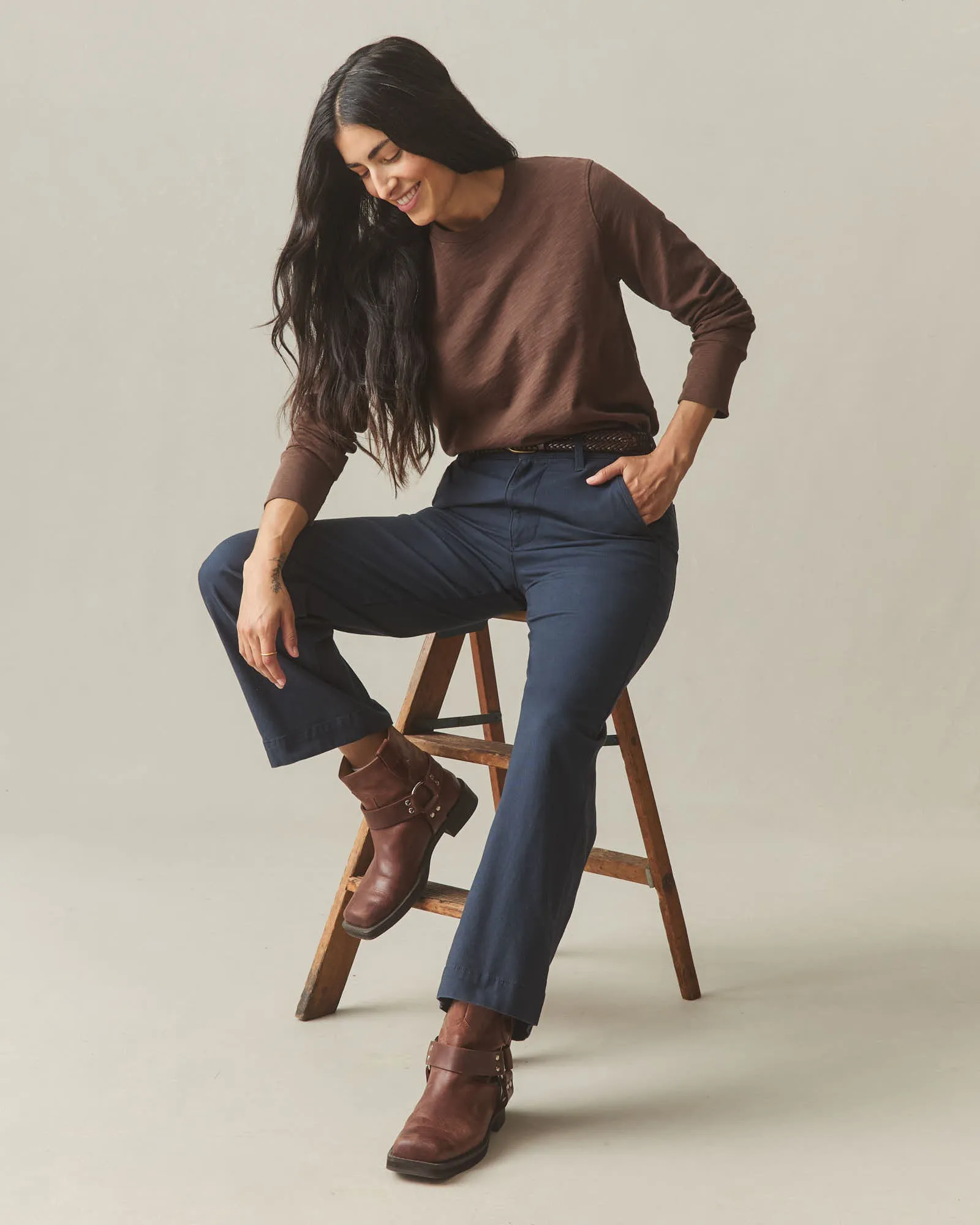 Women's Premium Slub Long Sleeve Crew Tee - Chestnut sold by American Giant product image thumbnail 5