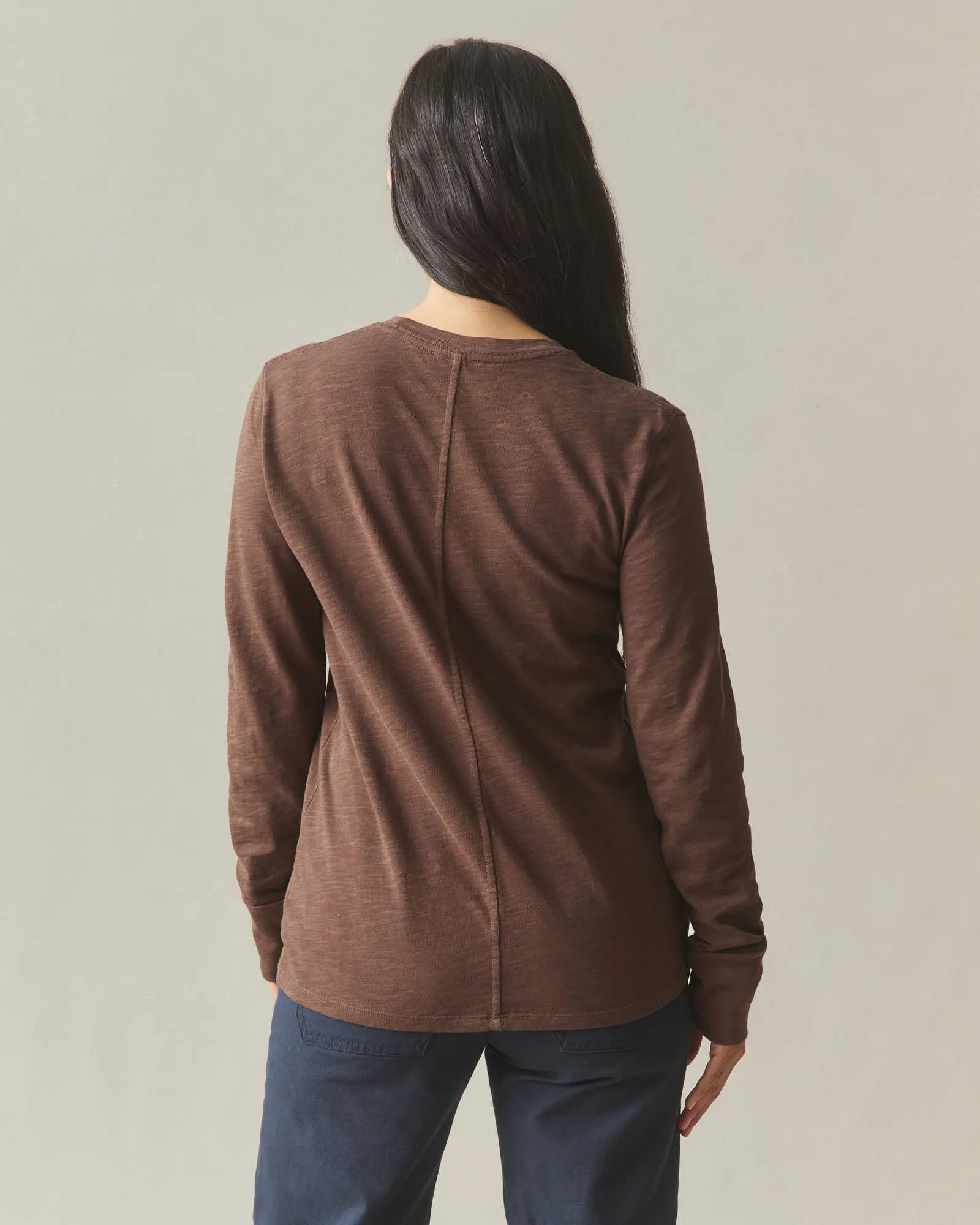 Women's Premium Slub Long Sleeve Crew Tee - Chestnut sold by American Giant product image thumbnail 3