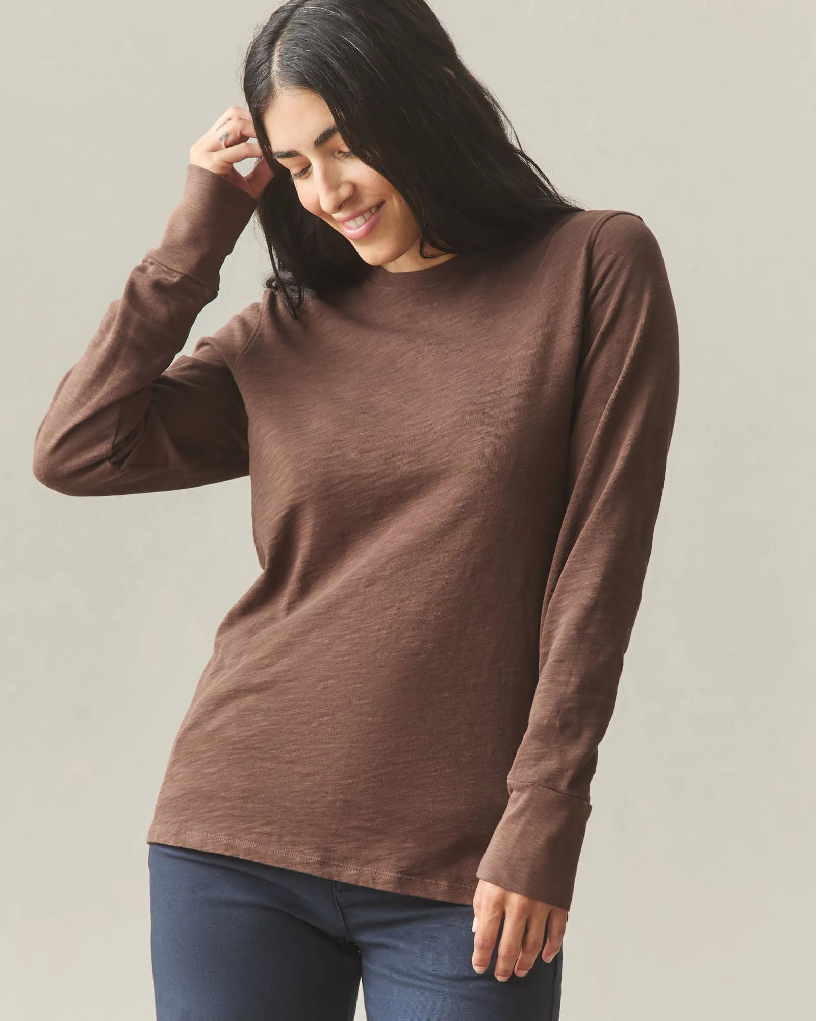 Women's Premium Slub Long Sleeve Crew Tee - Chestnut sold by American Giant product image thumbnail 2