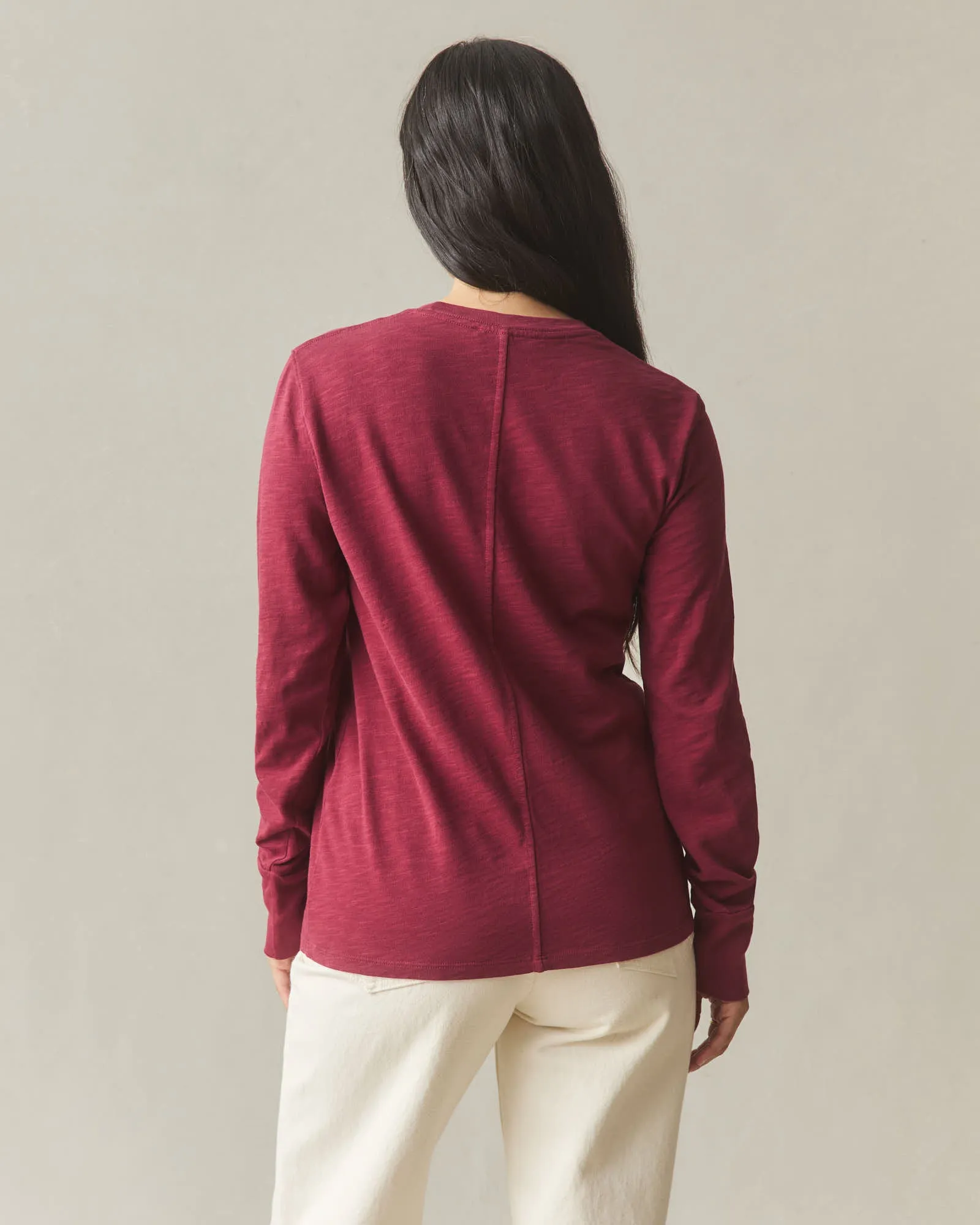 Women's Premium Slub Long Sleeve Crew Tee - Bonfire Red sold by American Giant product image thumbnail 3