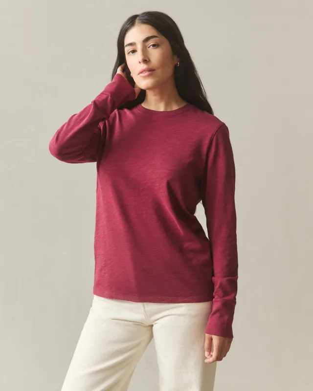 Women's Premium Slub Long Sleeve Crew Tee - Bonfire Red sold by American Giant