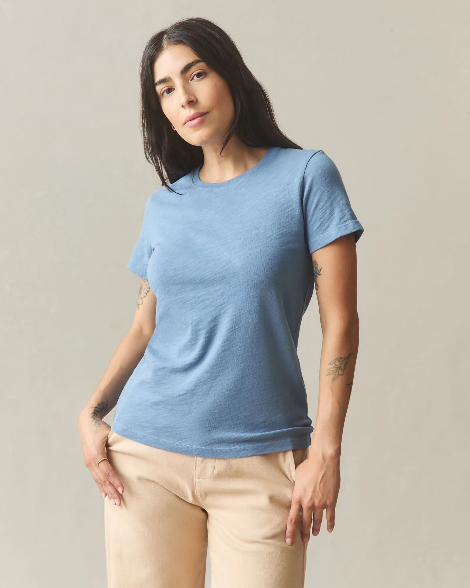 Women's Premium Slub Crew Tee - Quiet Harbor sold by American Giant