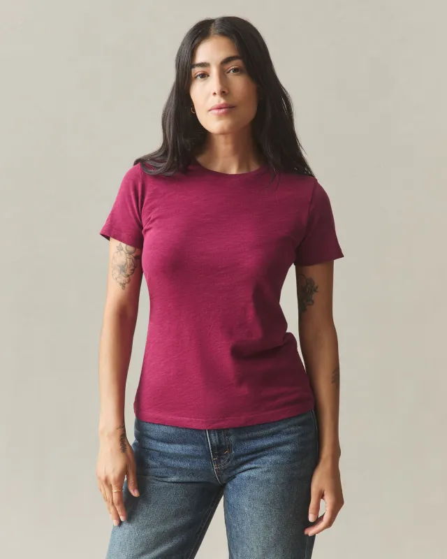 Women's Premium Slub Crew Tee - Beet Red sold by American Giant