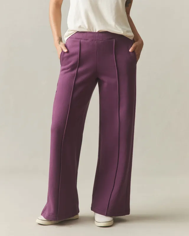 Women's Pintuck Flare Pant - Italian Plum sold by American Giant