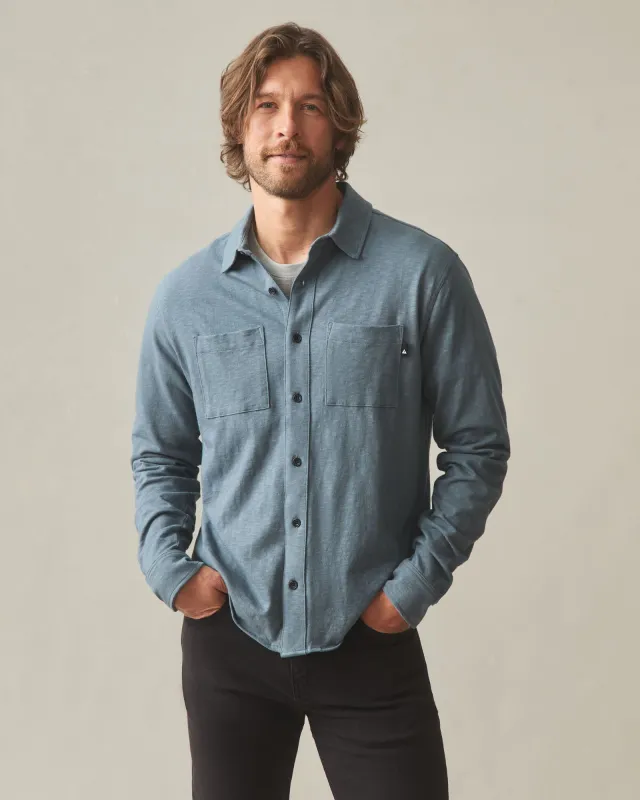 Men's Premium Slub Button Up Long Sleeve - Stormy Weather sold by American Giant