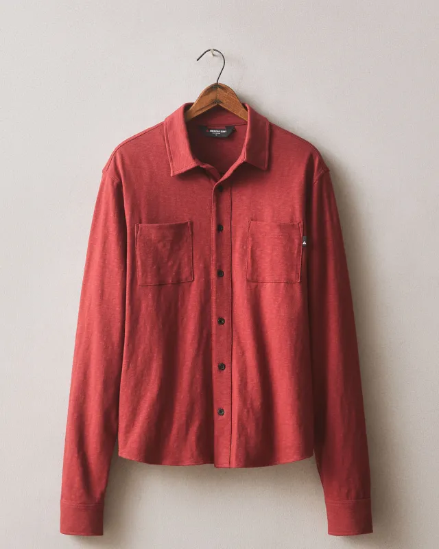 Men's Premium Slub Button Up Long Sleeve - Russet Brown sold by American Giant