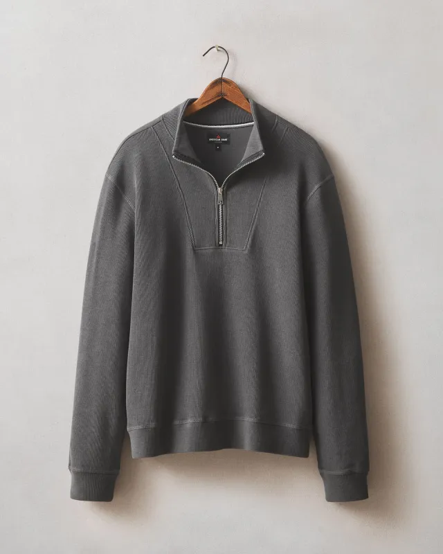 Men's French Rib Half Zip - Dark Charcoal sold by American Giant
