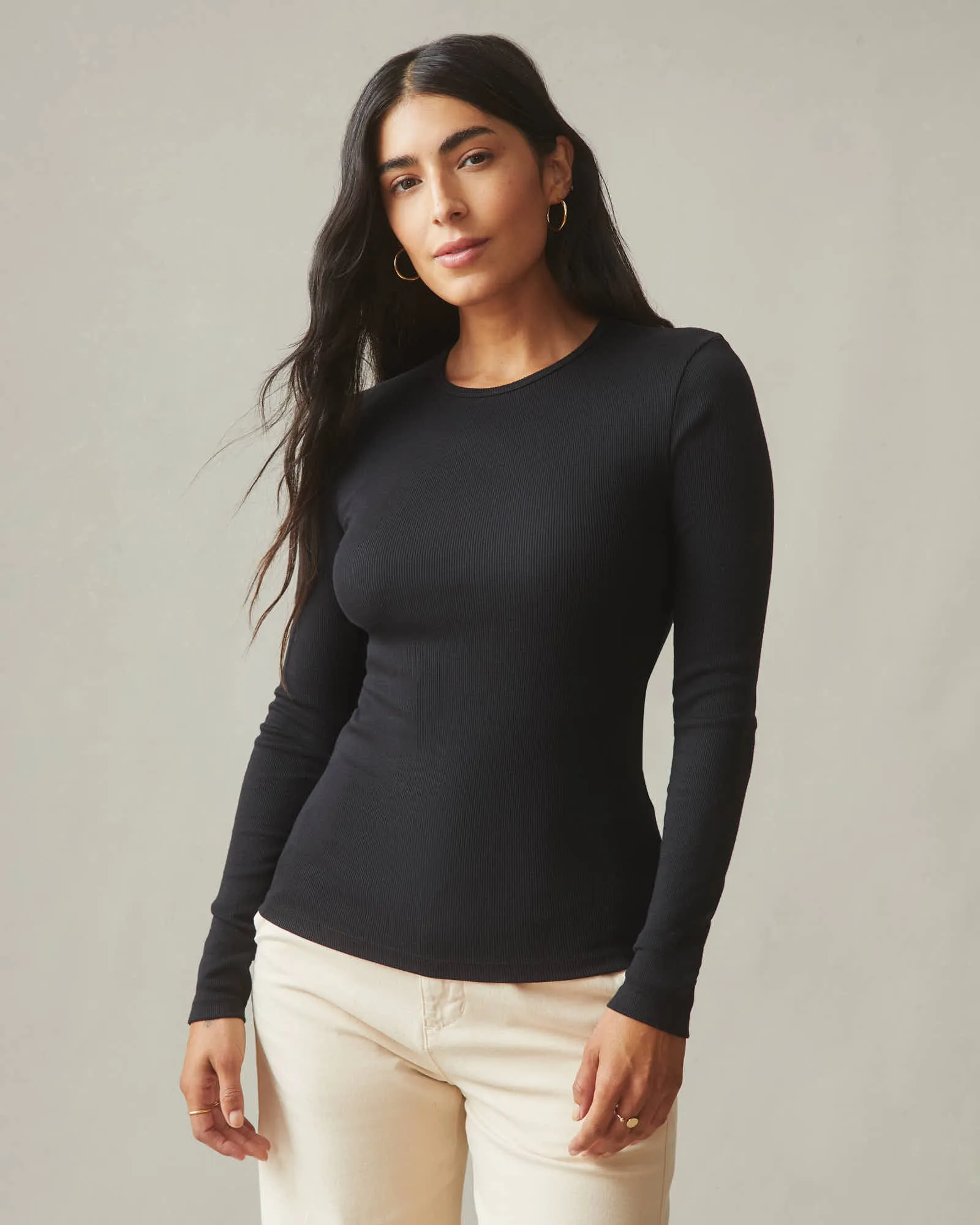 Women's Luxe Rib Crew Long Sleeve - Meteorite sold by American Giant product image thumbnail 3
