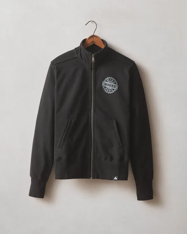 Women's Moto Full Zip Mike Rowe - Black sold by American Giant