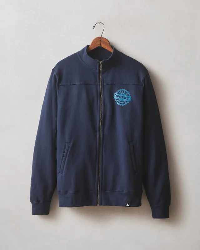 Men's Moto Full Zip Mike Rowe - Oxford Blue sold by American Giant