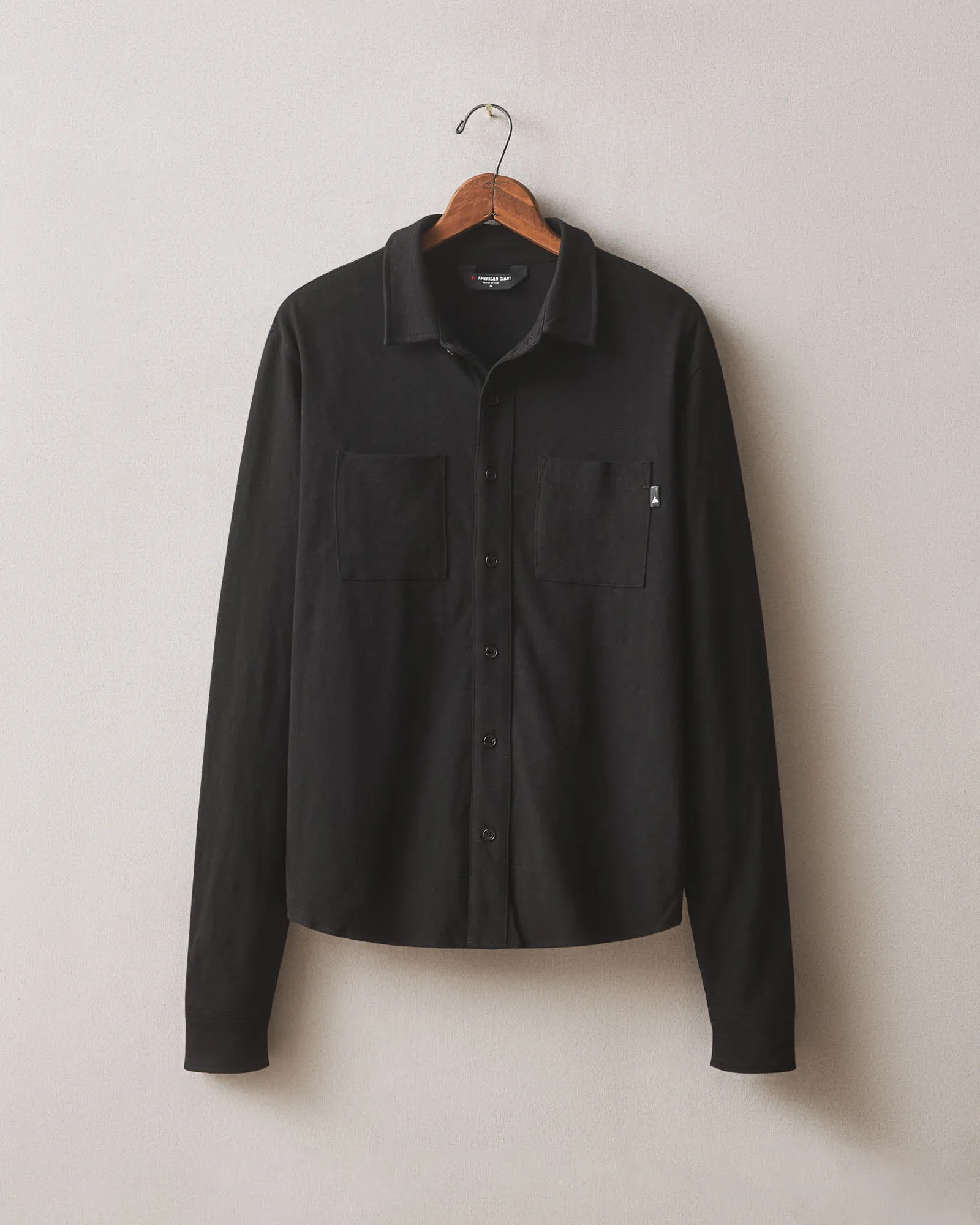 Men's Premium Slub Button Up Long Sleeve - Black sold by American Giant