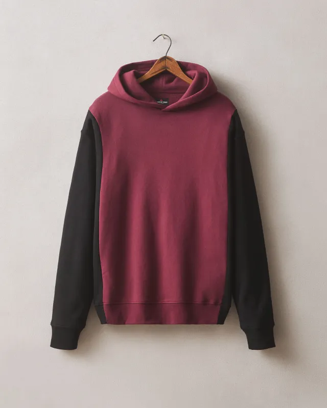 Men's Colorblock Midweight Pullover - Zinfandel Black sold by American Giant