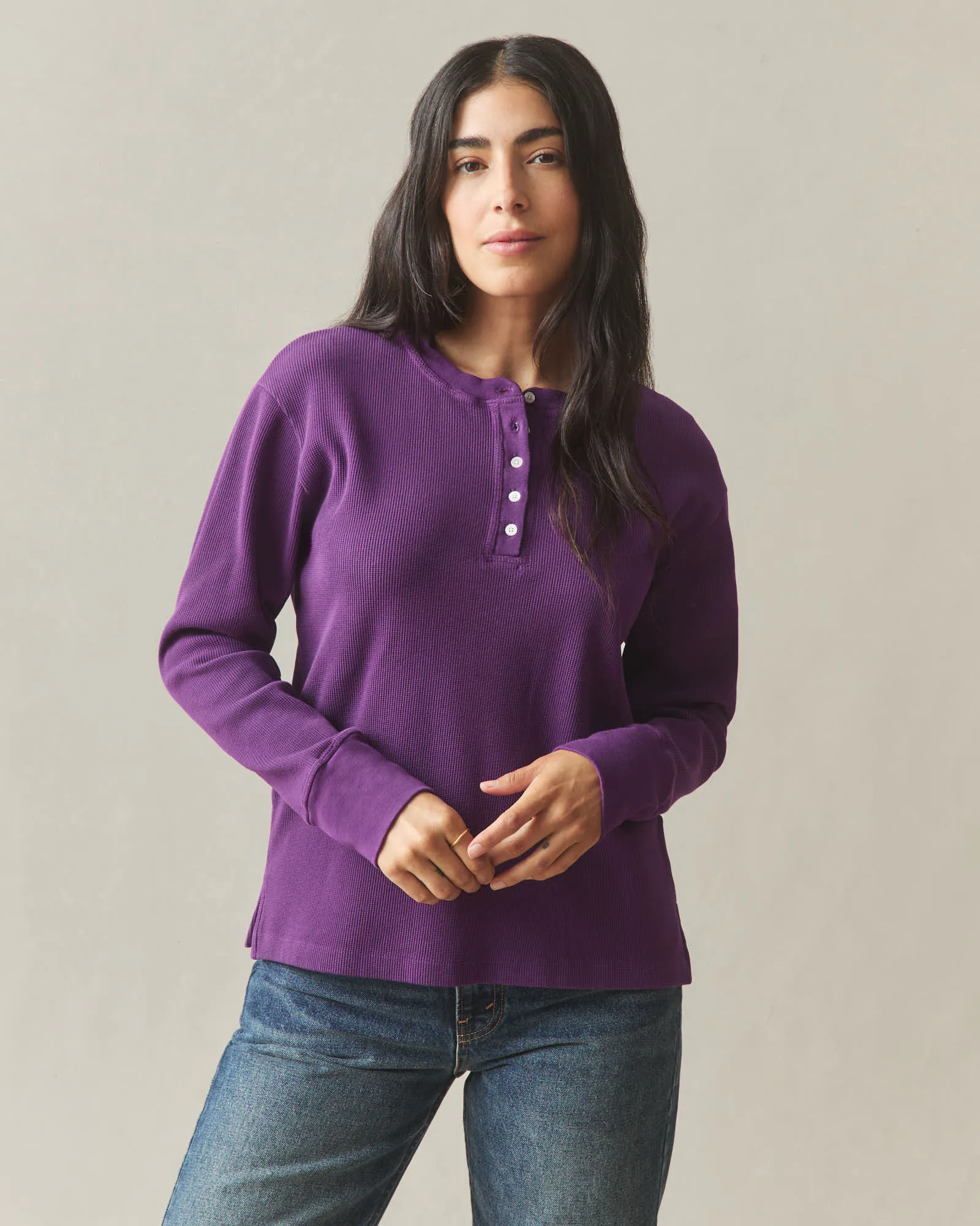 Women's Thermal Henley - Imperial Purple sold by American Giant