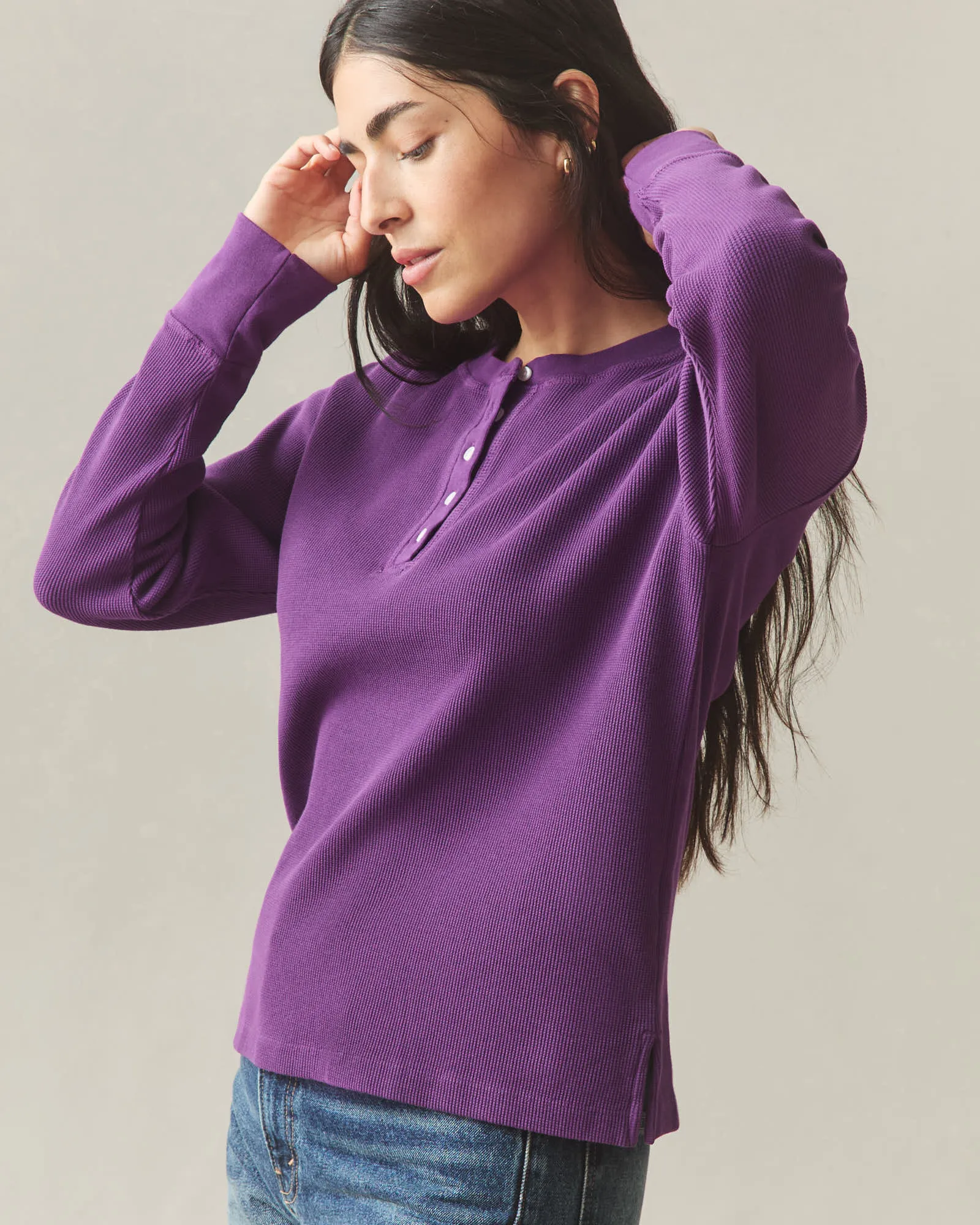 Women's Thermal Henley - Imperial Purple sold by American Giant product image thumbnail 2