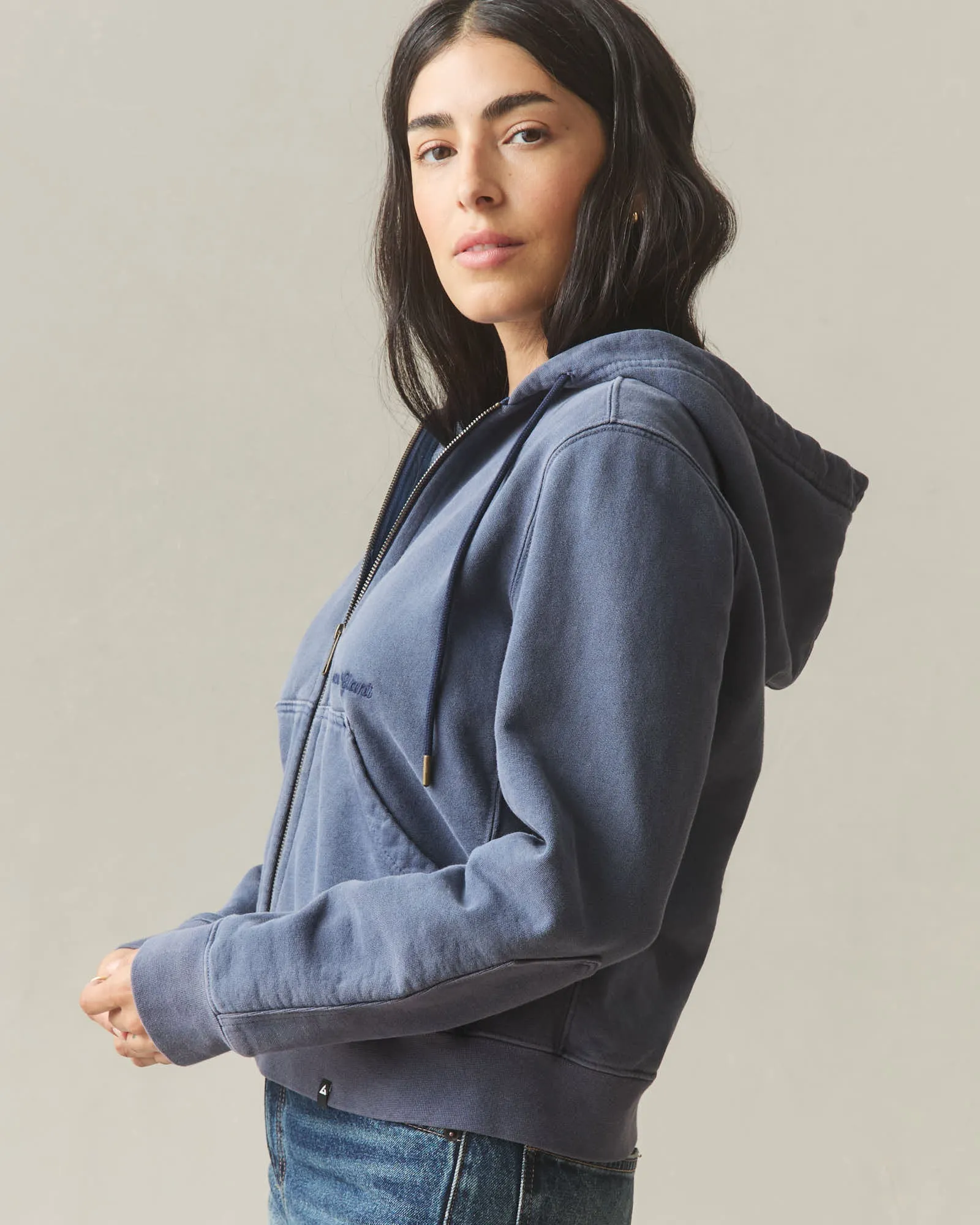 Women's Vintage Wash Relaxed Classic Full Zip 2.0 - True Navy sold by American Giant product image thumbnail 3