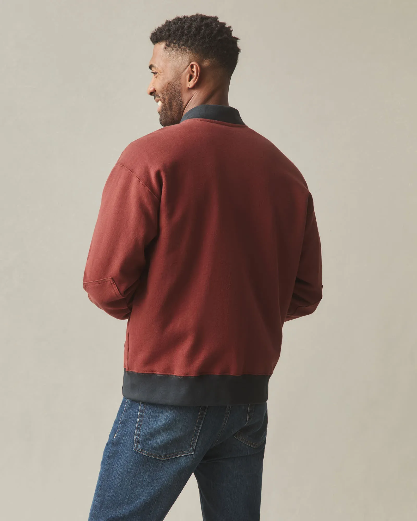 Men's Fleece Bomber Jacket - Russet Brown Black sold by American Giant product image thumbnail 5