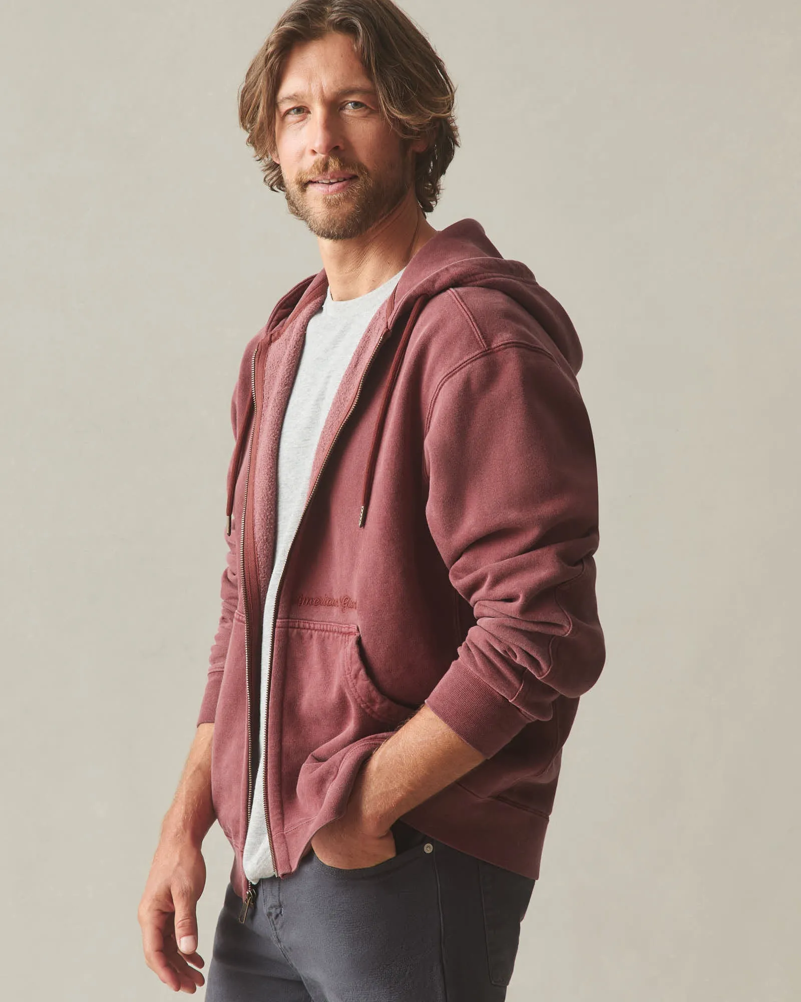 Men's Vintage Wash Relaxed Classic Full Zip - Russet Brown sold by American Giant product image thumbnail 3