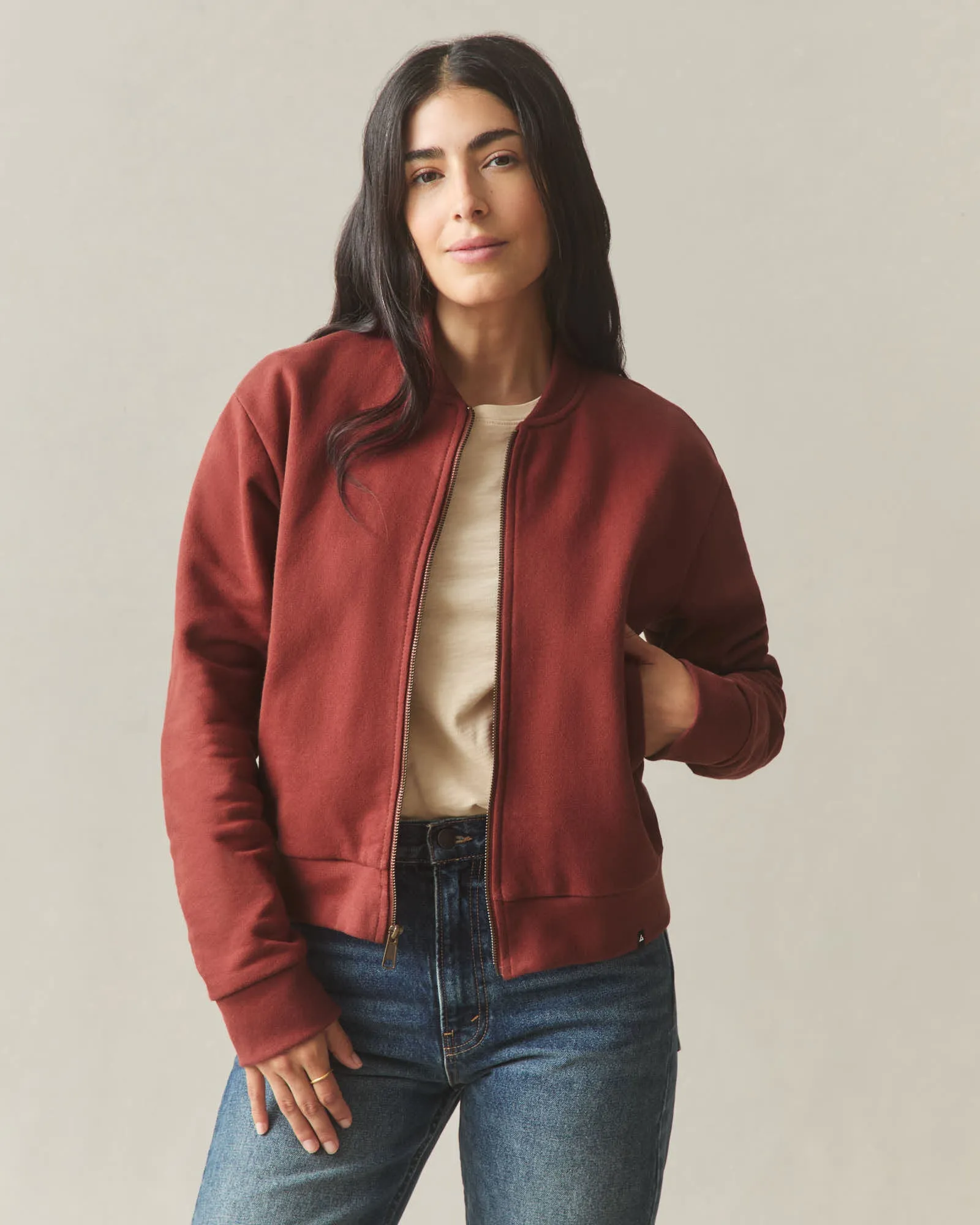 Women's Fleece Bomber Jacket - Russet Brown sold by American Giant product image thumbnail 2