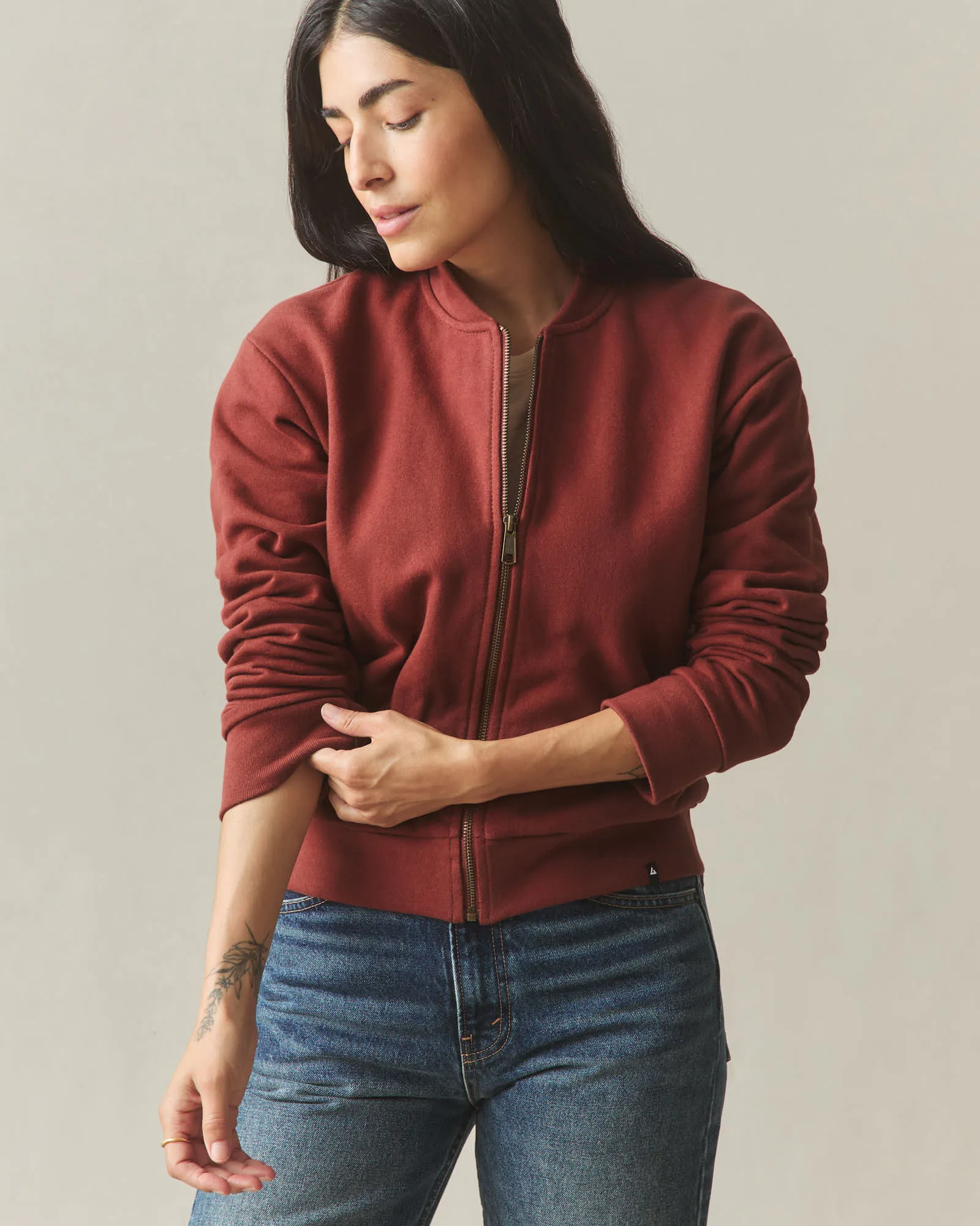 Women's Fleece Bomber Jacket - Russet Brown sold by American Giant product image thumbnail 3